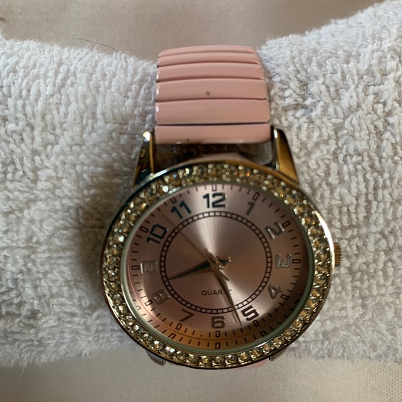 Working Pink and Silver Tone Watch with Rhinestones and New Battery! - Picture 2 of 7